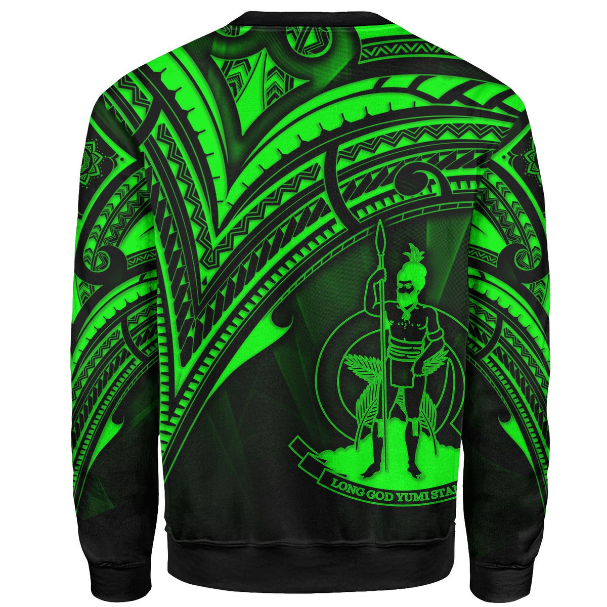 Vanuatu Sweatshirt - Cross Style Green Color - Polynesian Pride