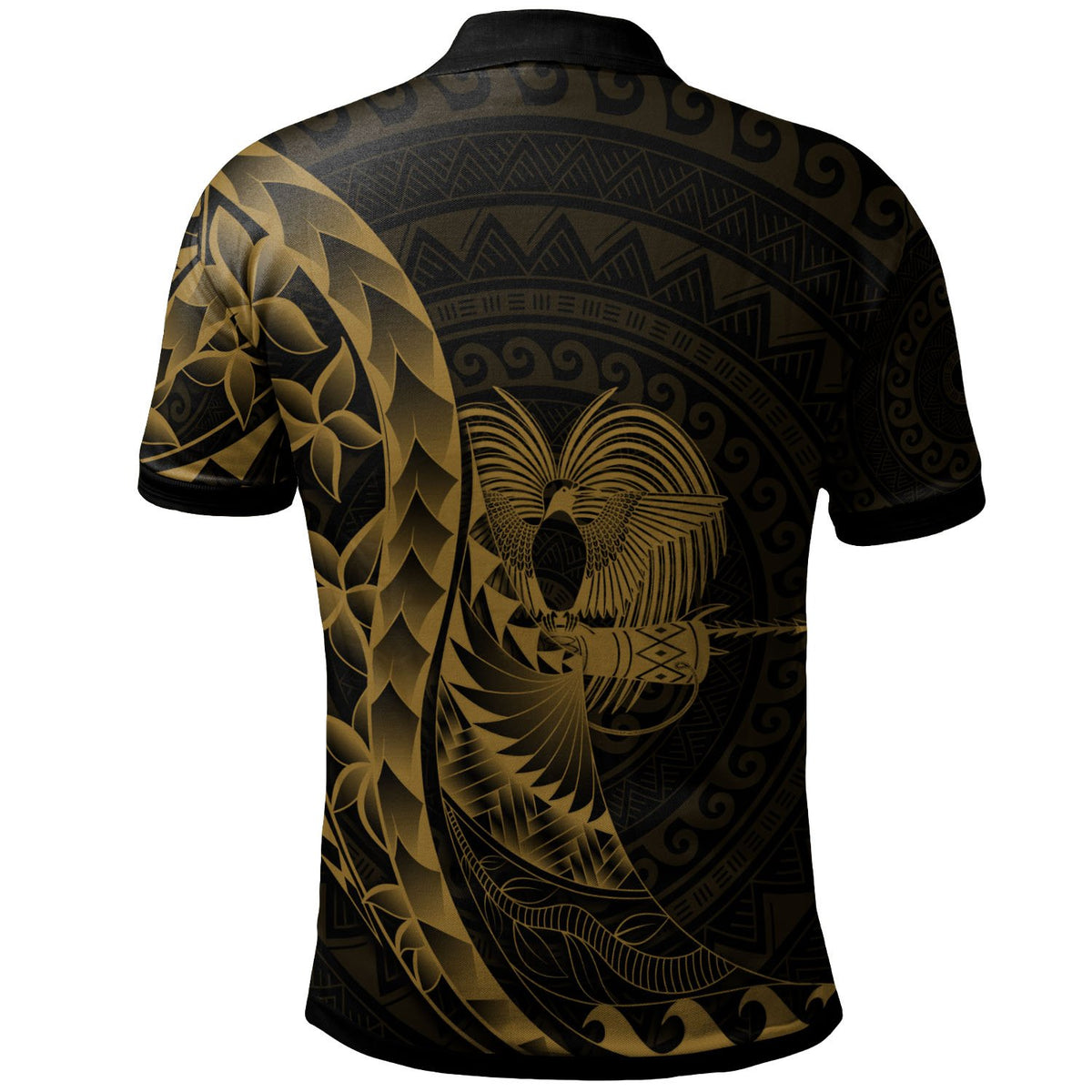 Papua New Guinea Polo Shirt Custom Polynesian Pattern Style Gold Color - Polynesian Pride