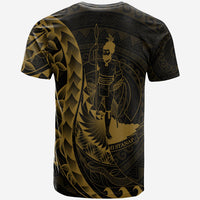 Vanuatu T Shirt Custom Polynesian Pattern Style Gold Color - Polynesian Pride