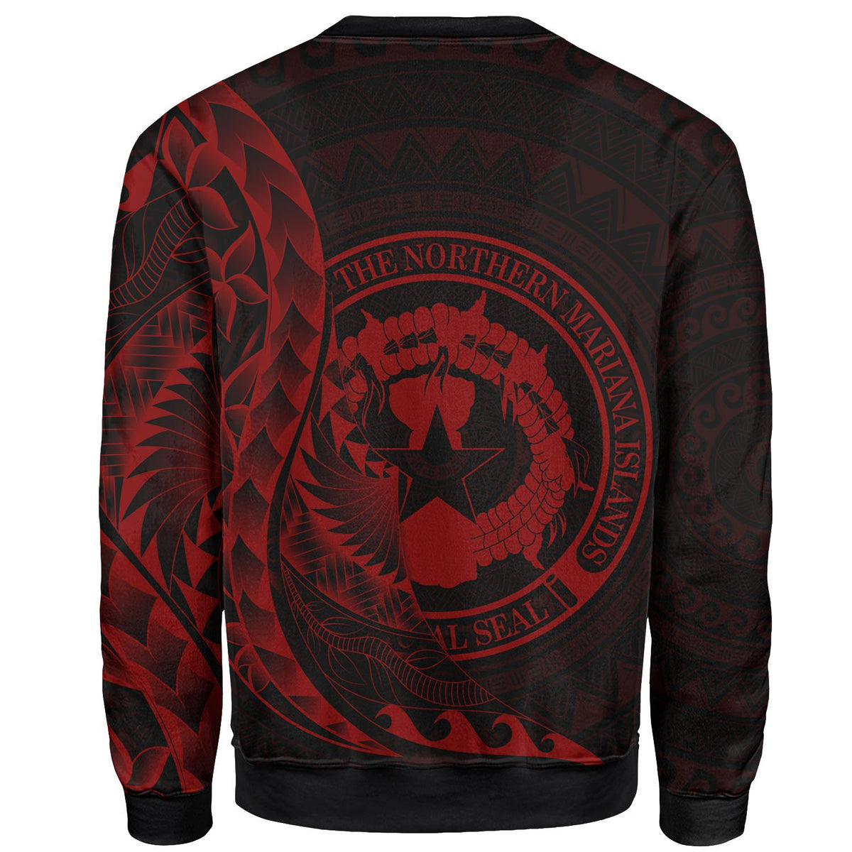 Northern Mariana Islands Sweatshirt - Custom Personalised Polynesian Pattern Style Red Color - Polynesian Pride