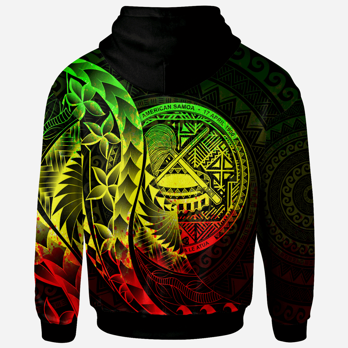 American Samoa Hoodie Polynesian Pattern Style Reggae Color - Polynesian Pride