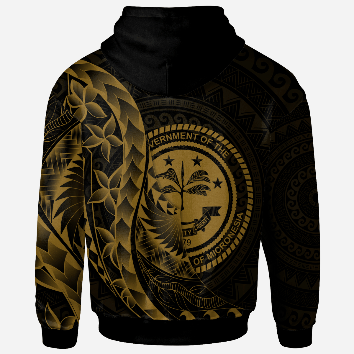 Federated States of Micronesia Zip Hoodie Custom Polynesian Pattern Style Gold Color - Polynesian Pride