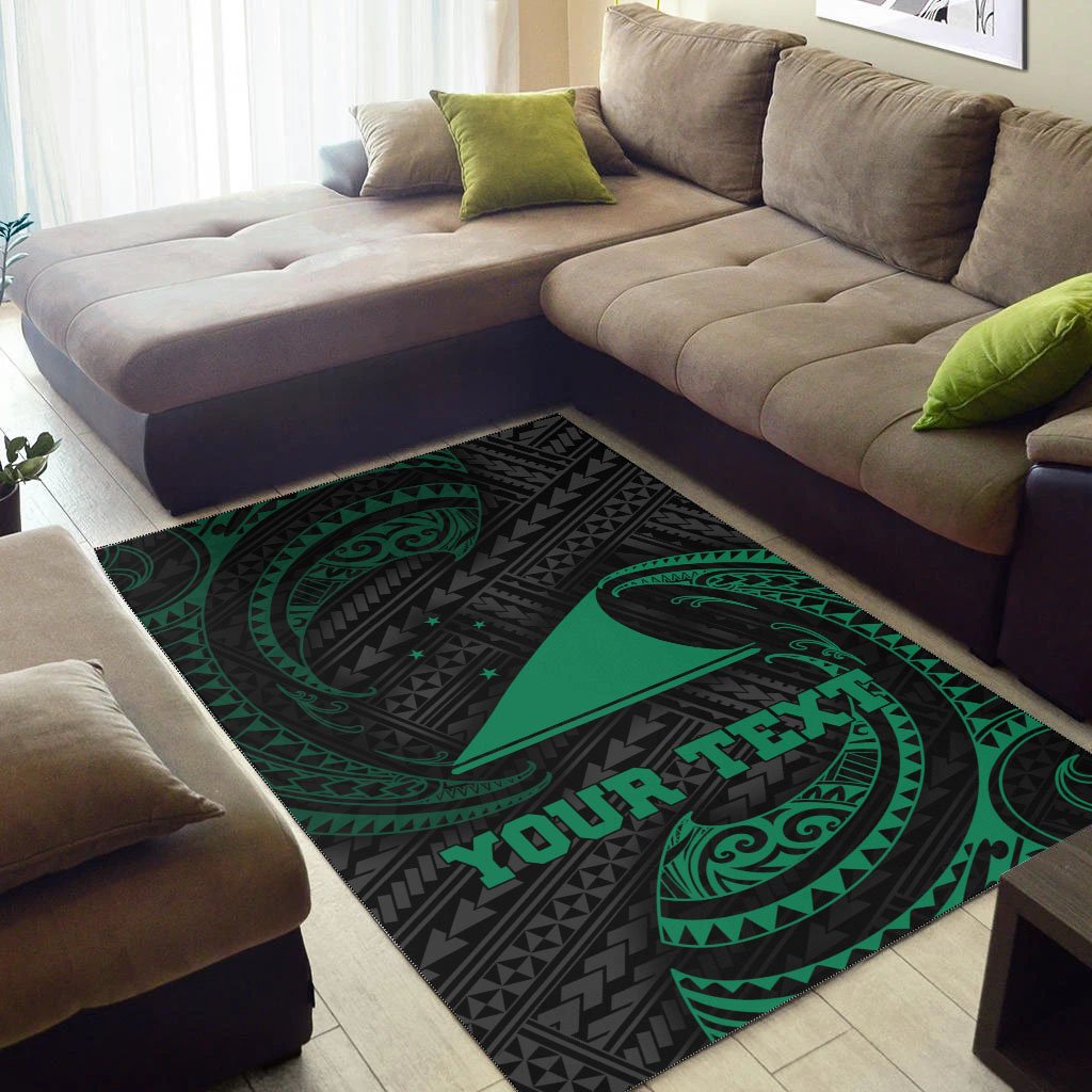 Tokelau Polynesian Custom Personalised Area Rug - Green Tribal Wave - Polynesian Pride