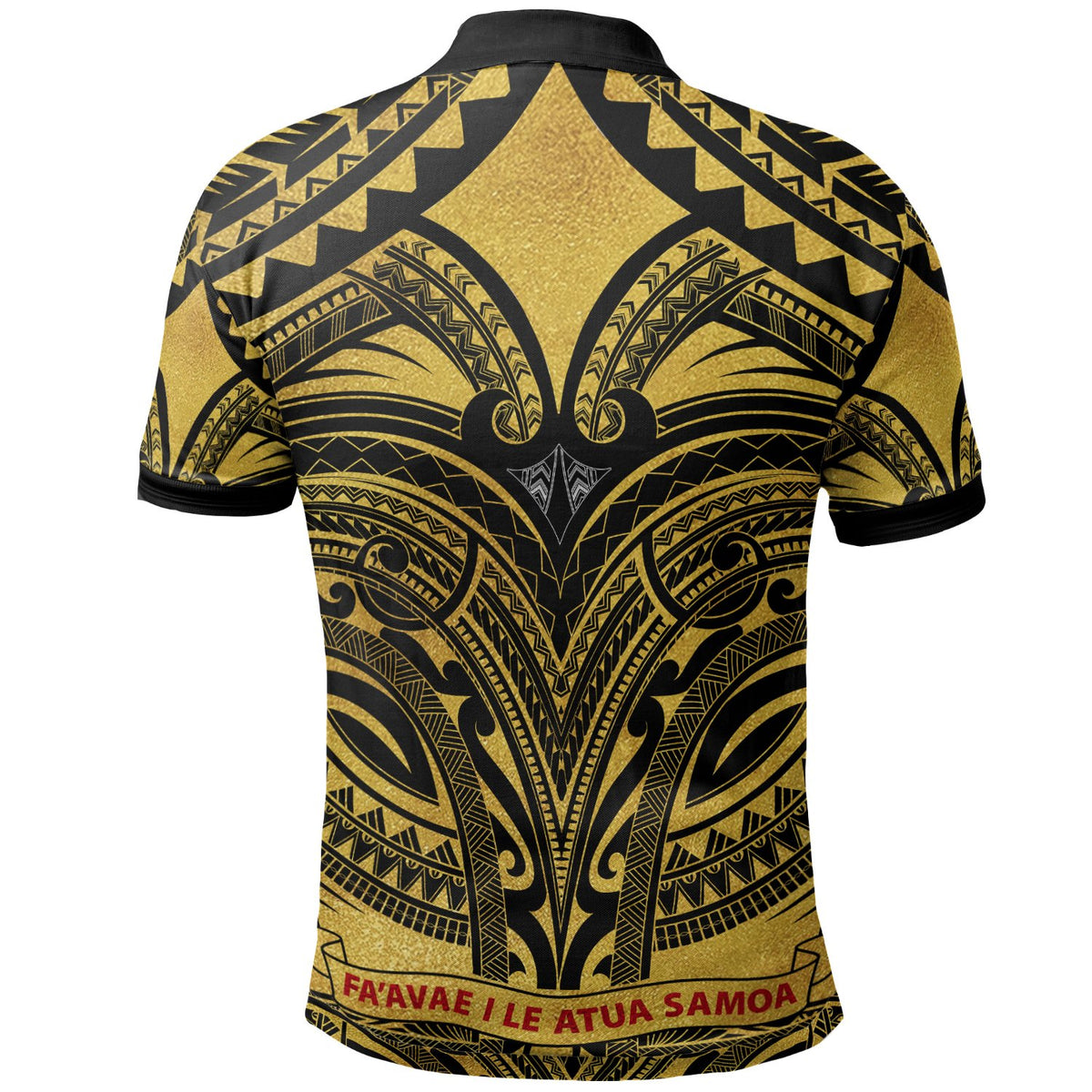 Samoa All Over Polo Shirt American Samoa Coat Of Arms Golden - Polynesian Pride