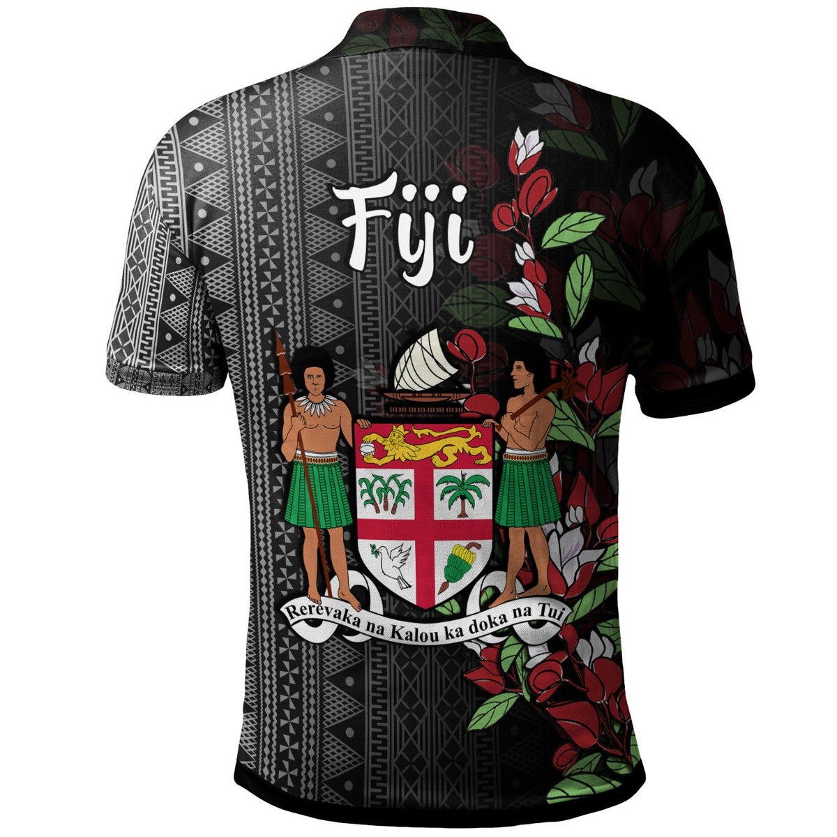 Fiji Polo Shirt Levuka Tagimaucia Flowers - Polynesian Pride