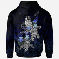 New Caledonia Polynesian Hoodie Blue Turtle Couple - Polynesian Pride