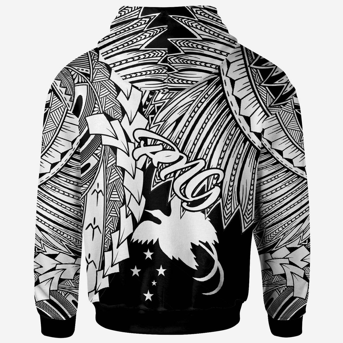 Papua New Guinea Polynesian Hoodie Tribal Wave Tattoo White - Polynesian Pride