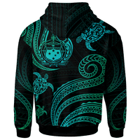 Samoa Custom Zip Hoodie Polynesian Turtle With Pattern - Polynesian Pride