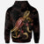 Niue Polynesian Zip up Hoodie Turtle With Blooming Hibiscus Gold - Polynesian Pride