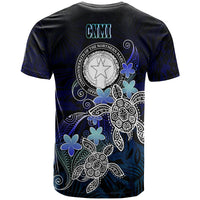 CNMI Polynesian T Shirt Blue Turtle Couple - Polynesian Pride