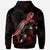 Niue Polynesian Zip up Hoodie Turtle With Blooming Hibiscus Red - Polynesian Pride