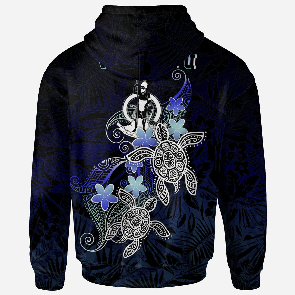 Vanuatu Polynesian Zip up Hoodie Blue Turtle Couple - Polynesian Pride