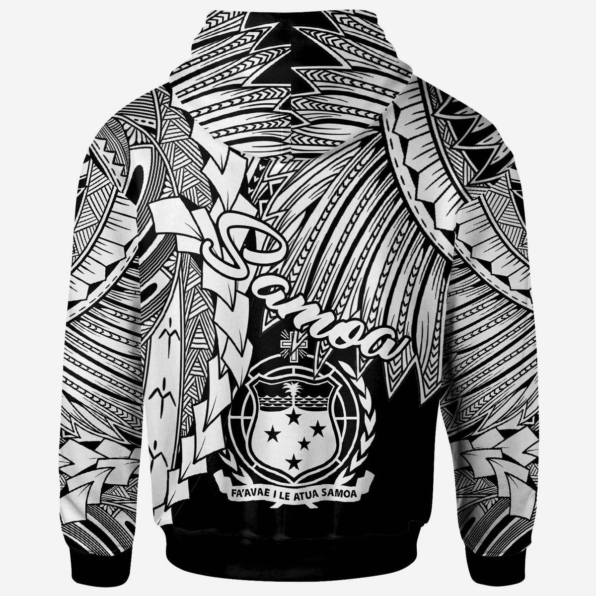 Samoa Polynesian Zip up Hoodie Tribal Wave Tattoo White - Polynesian Pride