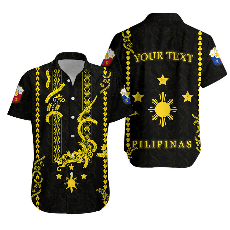 (Custom Personalised) Philippines Hawaiian Shirt Pechera With Side Barong Patterns LT9 Unisex Black - Polynesian Pride