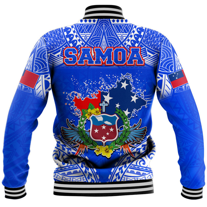 Toa Samoa Polynesian Rugby Baseball Jacket Samoan Flag Blue Color LT9 - Polynesian Pride
