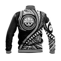 Federated States of Micronesia Baseball Jacket Black Polynesian Wave Style LT9 - Polynesian Pride