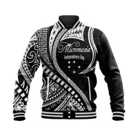 Federated States of Micronesia Independence Day Baseball Jacket Black Polynesian Wave Style LT9 Unisex Black - Polynesian Pride