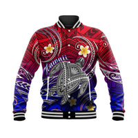 Hawaii Baseball Jacket Hawaiian Turtle Plumeria Mixed Polynesian Style LT9 Unisex Gradient - Polynesian Pride