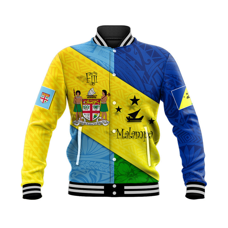 Malampa Fiji Day Baseball Jacket Polynesian Line Arty Style LT9 Unisex Yellow - Polynesian Pride