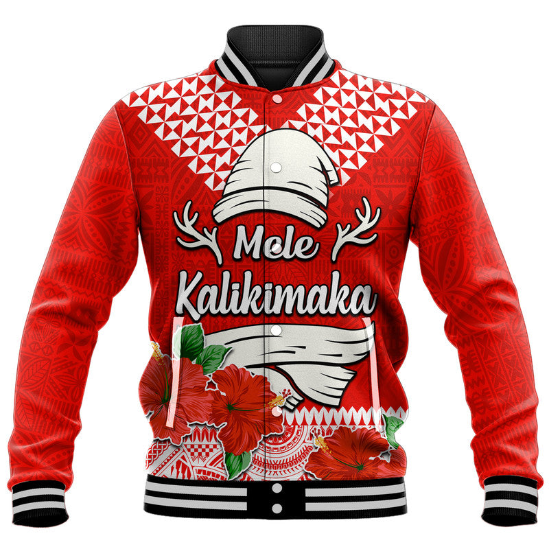 (Custom Personalised) Hawaii Hibiscus Flower Mele Kalikimaka Baseball Jacket LT9 Unisex Red - Polynesian Pride