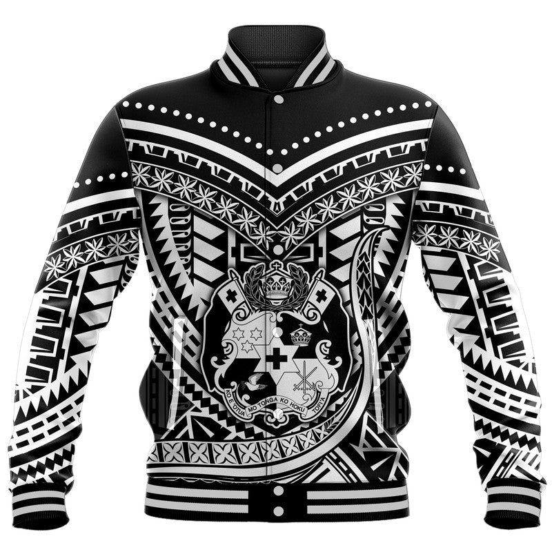 Tonga Coat of Arms Baseball Jacket LT9 Unisex Black - Polynesian Pride