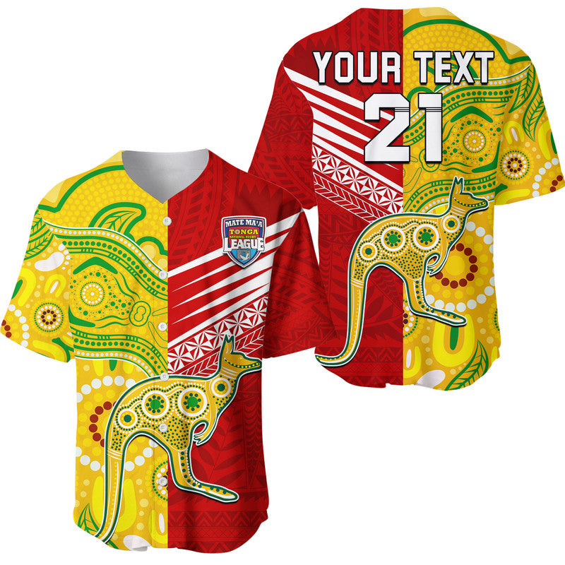 (Custom Personalised) Australia Kangaroos and Mate Maa Tonga Baseball Jersey LT9 Red - Polynesian Pride