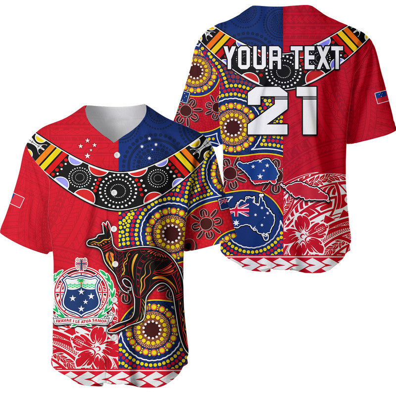 (Custom Personalised) Australia Aboriginal and Samoa Polynesian Baseball Jersey Boomerang LT9 Red - Polynesian Pride