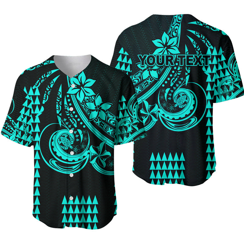 (Custom Personalised) Kakau Hawaiian Polynesian Baseball Jersey Turquoise Green LT6 Green - Polynesian Pride