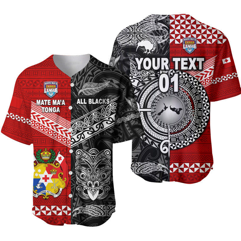 (Custom Personalised) Mate Ma'a Tonga Ngatu And New Zealand Maori All Black Aboriginal Baseball Jersey Rugby Together LT8 6XL - Polynesian Pride