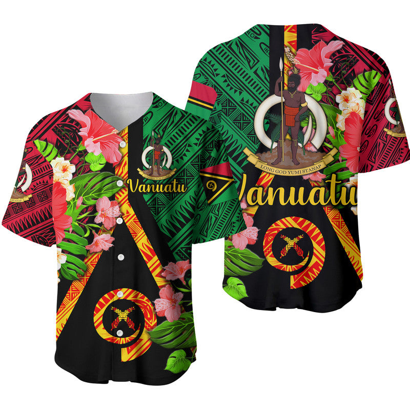 Vanuatu Baseball Jersey Independence Be Proud Vanuatu Flag LT8 Black - Polynesian Pride