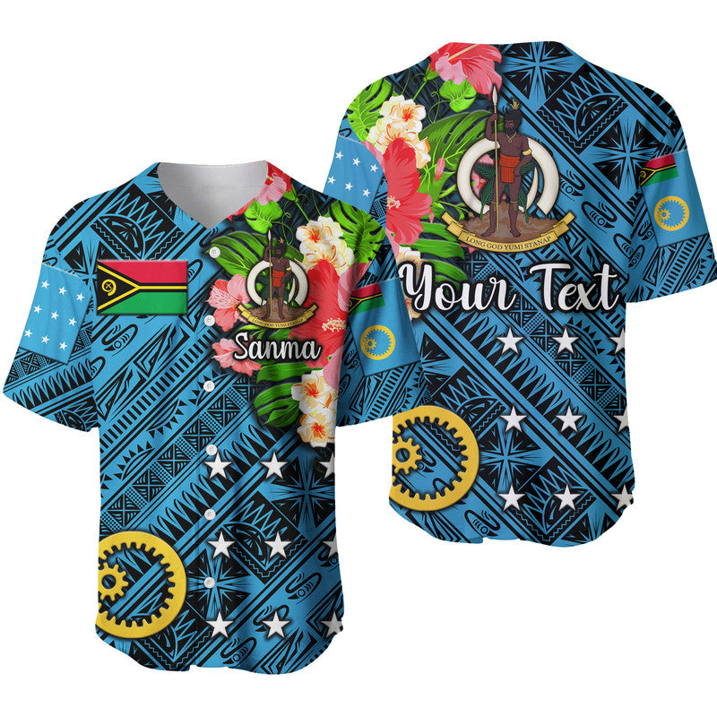 (Custom Personalised) Vanuatu Sanma Baseball Jersey Independence Be Proud LT8 Blue - Polynesian Pride