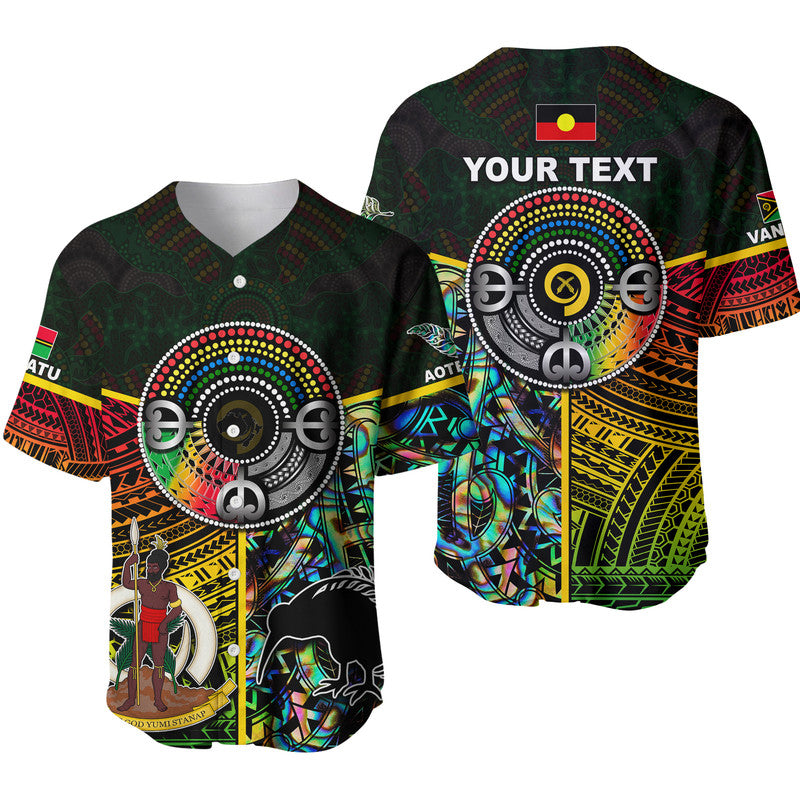 (Custom Personalised) Vanuatu Mix Maori And Aboriginal Baseball Jersey LT6 Art - Polynesian Pride