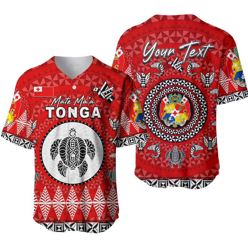 (Custom Personalised) Mate Ma'a Tonga Ngatu Fonu Rugby Baseball Jersey LT6 Red - Polynesian Pride