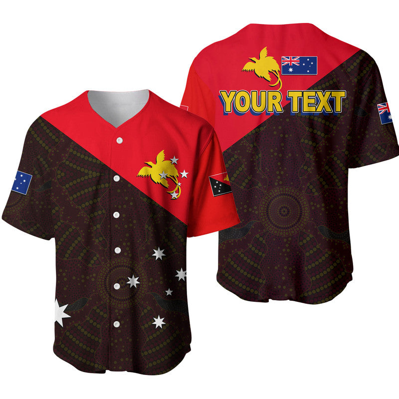 (Custom Personalised) Papua New Guinea And Australia Baseball Jersey LT6 Red - Polynesian Pride