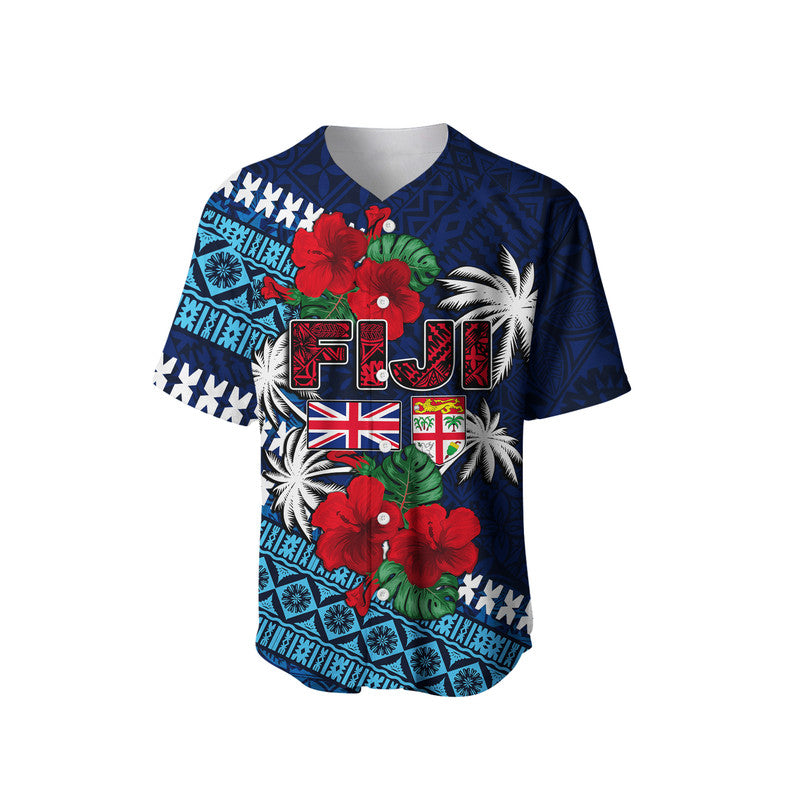 (Custom Personalised) Fiji Patterns With Hibiscus Baseball Jersey LT6 - Polynesian Pride