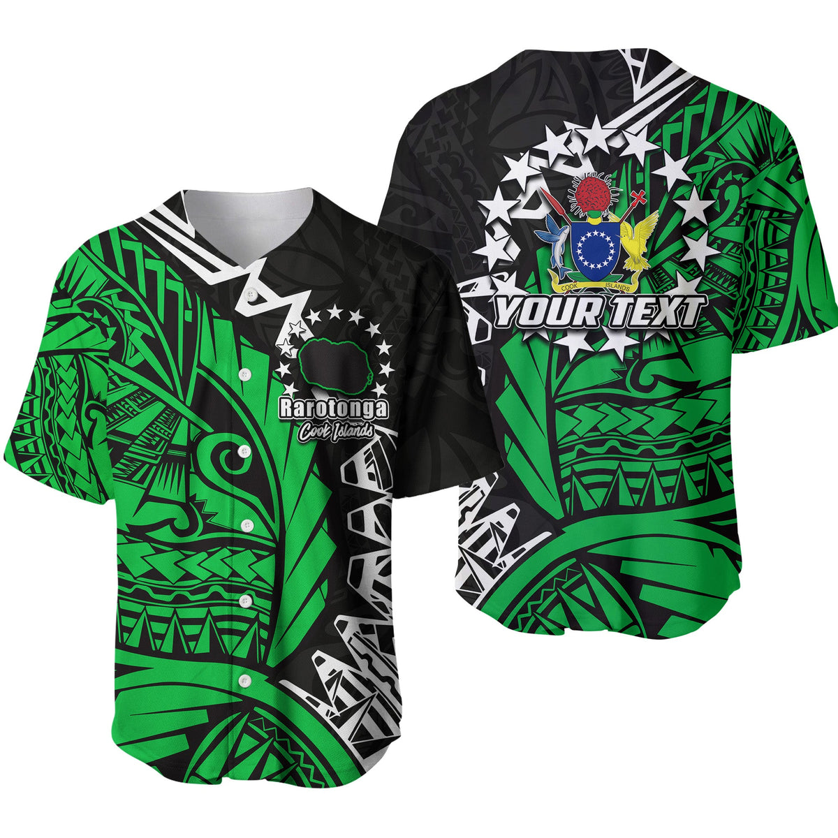 (Custom Personalised)Cook Islands Baseball Jersey Rarotonga Polynesian Style LT6 Unisex Green - Polynesian Pride