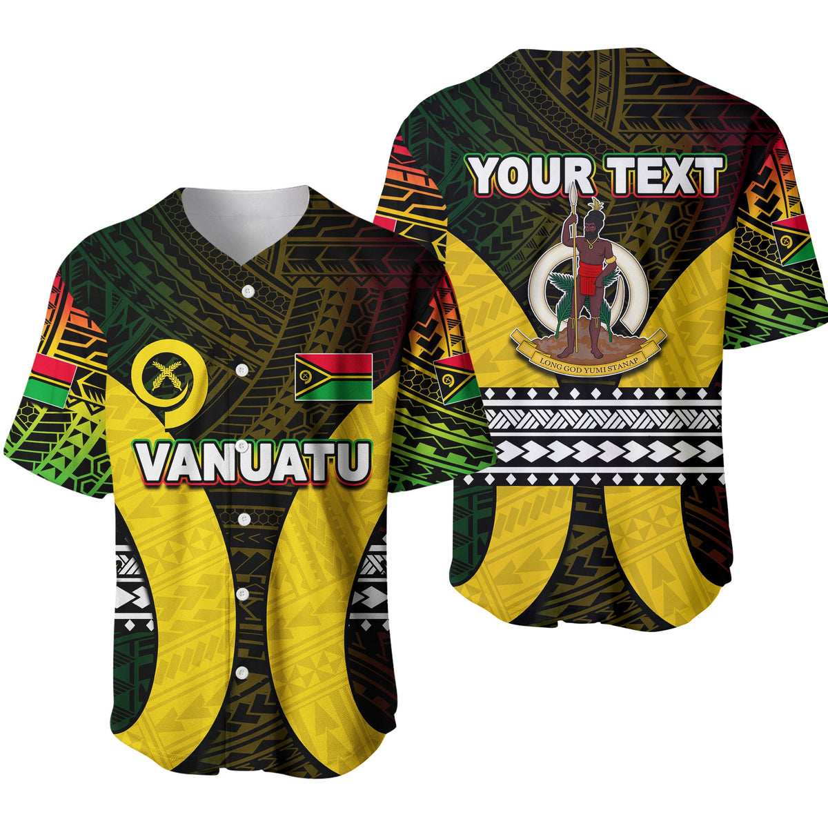 (Custom Personalised) Vanuatu Baseball Jersey Polynesian Patterns Mix Pig Tusk LT6 Black - Polynesian Pride