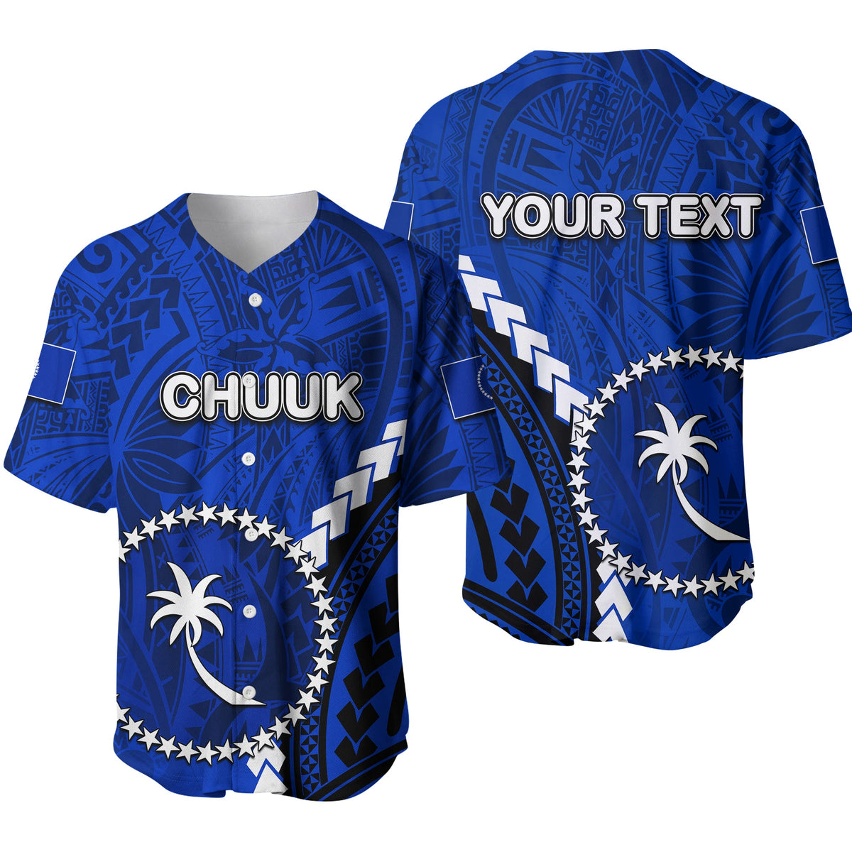 (Custom Personalised)Chuuk Baseball Jersey Polynesian Style LT6 Blue - Polynesian Pride