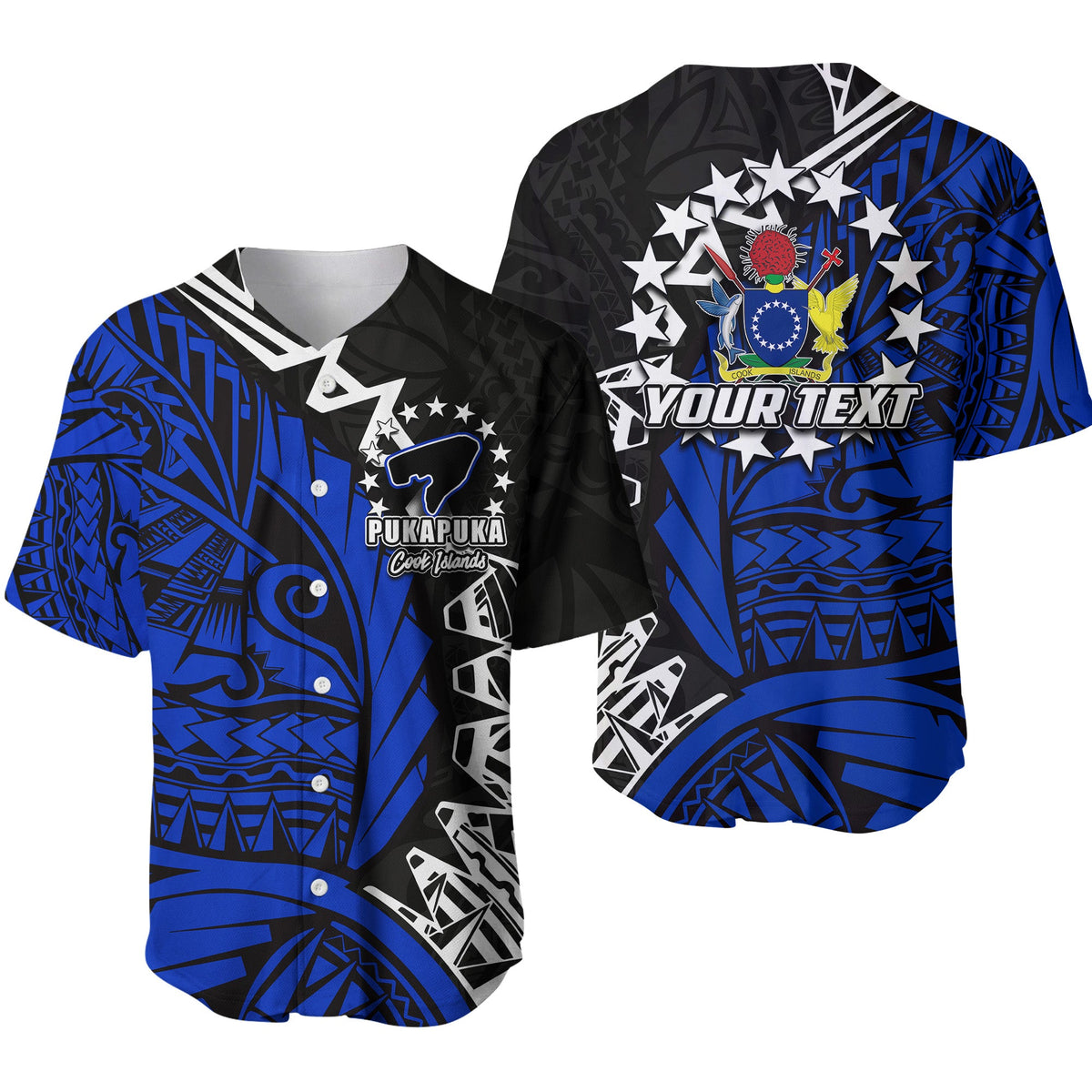 (Custom Personalised)Cook Islands Baseball Jersey Pukapuka Polynesian Style LT6 Unisex Blue - Polynesian Pride