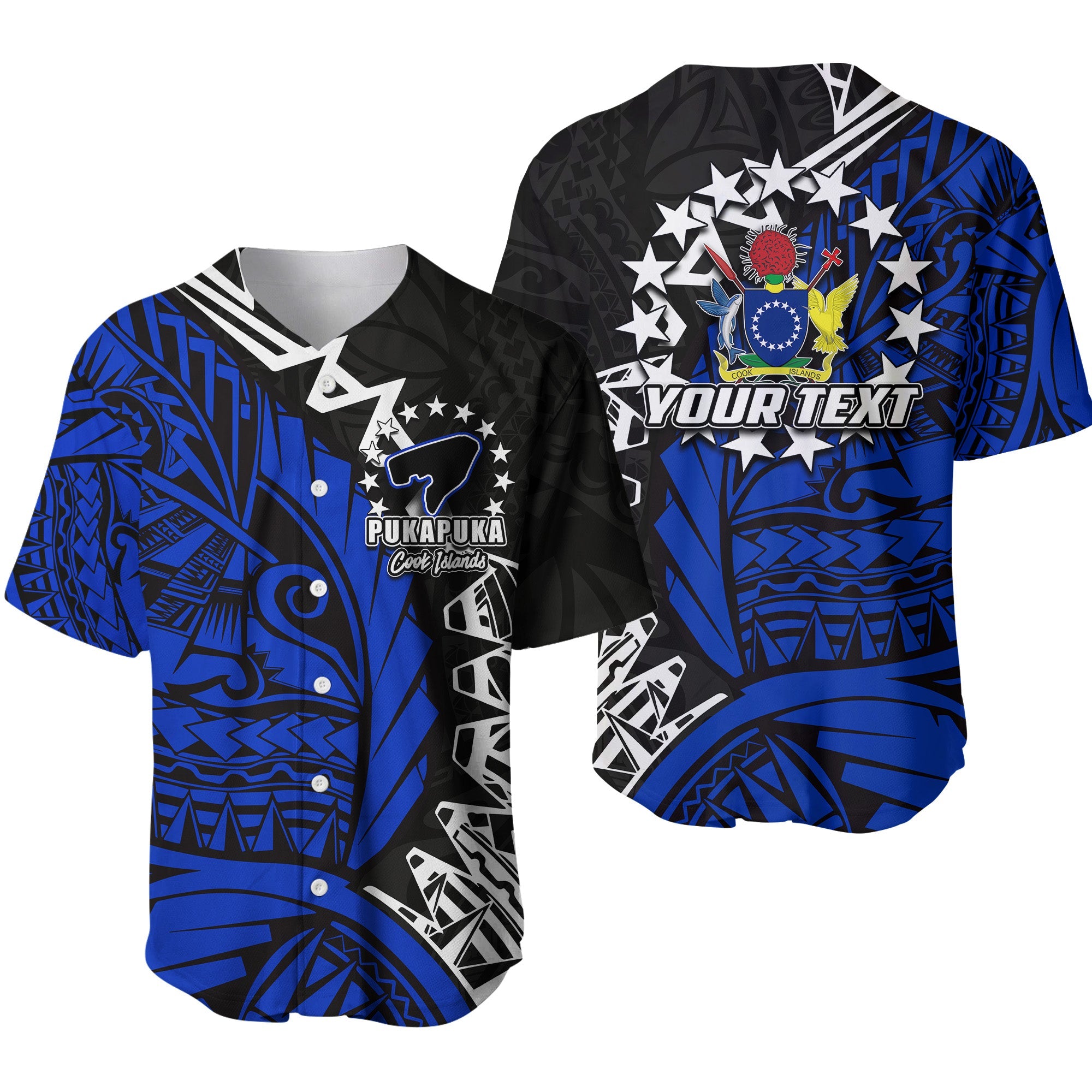 (Custom Personalised)Cook Islands Baseball Jersey Pukapuka Polynesian Style LT6 Unisex Blue - Polynesian Pride