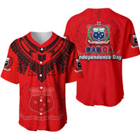 Samoa Independence Day Tribal Tattoo Coat Of Arms Baseball Jersey No.1 LT6 Red - Polynesian Pride