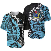 (Custom Personalised)Cook Islands Baseball Jersey Mauke Polynesian Style LT6 Unisex Blue - Polynesian Pride