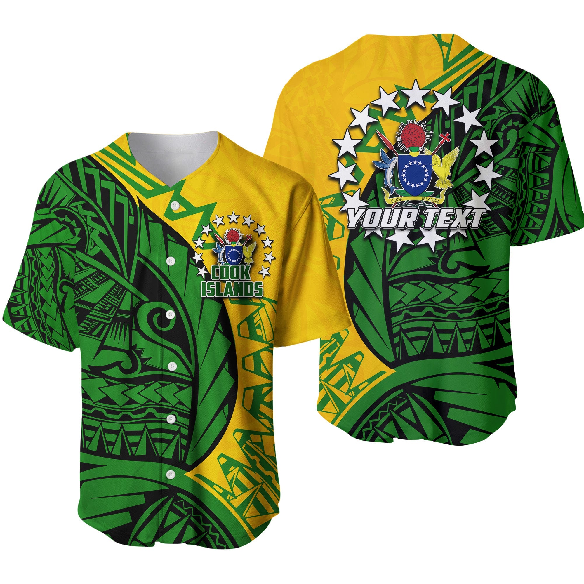 (Custom Personalised)Cook Islands Baseball Jersey Polynesian Style LT6 Unisex Green - Polynesian Pride