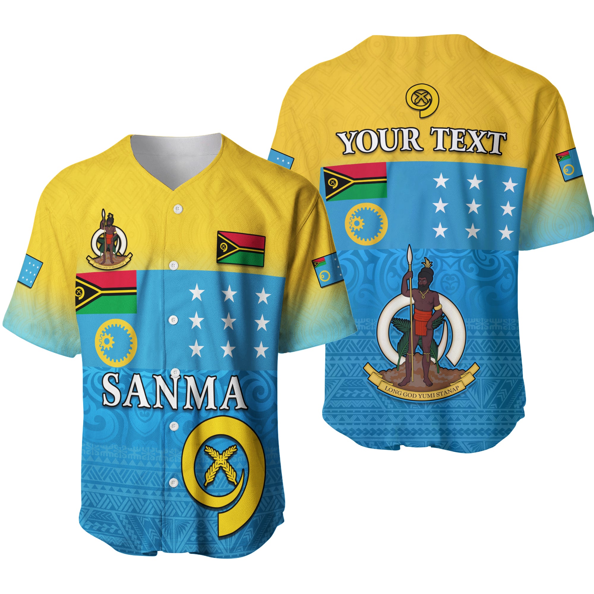 (Custom Personalised) Sanma Province Baseball Jersey Vanuatu Proud LT13 Unisex Blue - Polynesian Pride