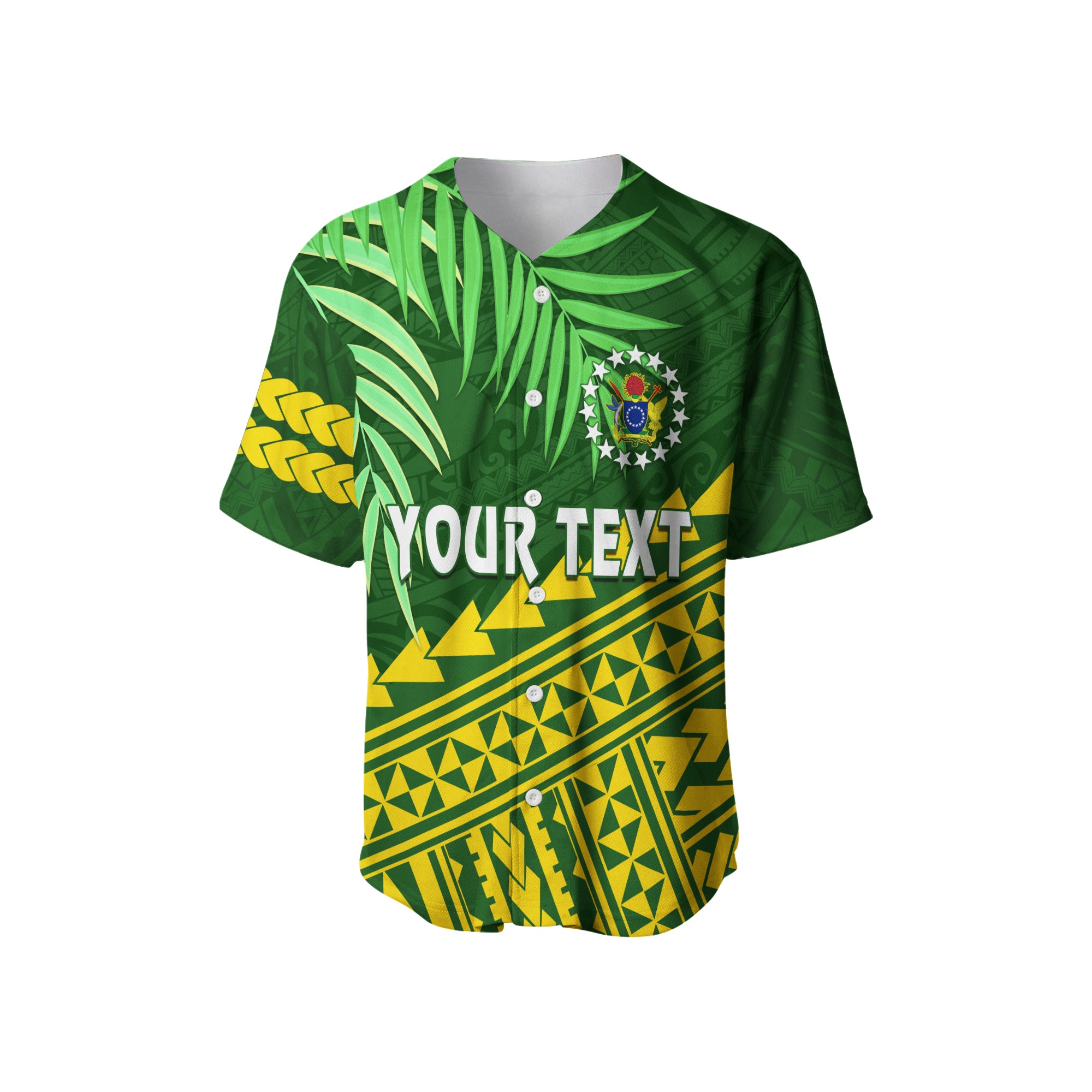 (Custom Personalised) Cook Islands Baseball Jersey Coconut Leaf LT13 - Polynesian Pride