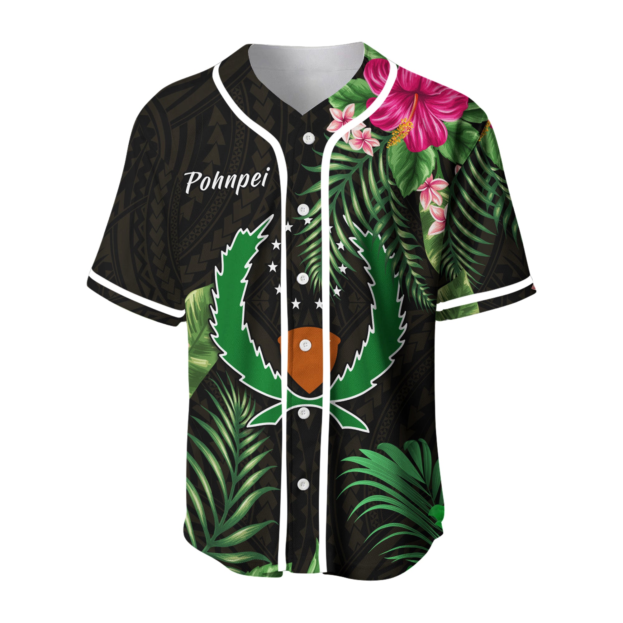 Pohnpei Micronesia Gold Baseball Jersey Tropical Flowers Version 02 LT13 - Polynesian Pride