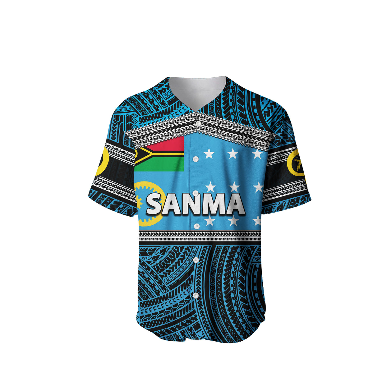 (Custom Personalised) Sanma Province Baseball Jersey Of Vanuatu Polynesian Patterns LT6 - Polynesian Pride