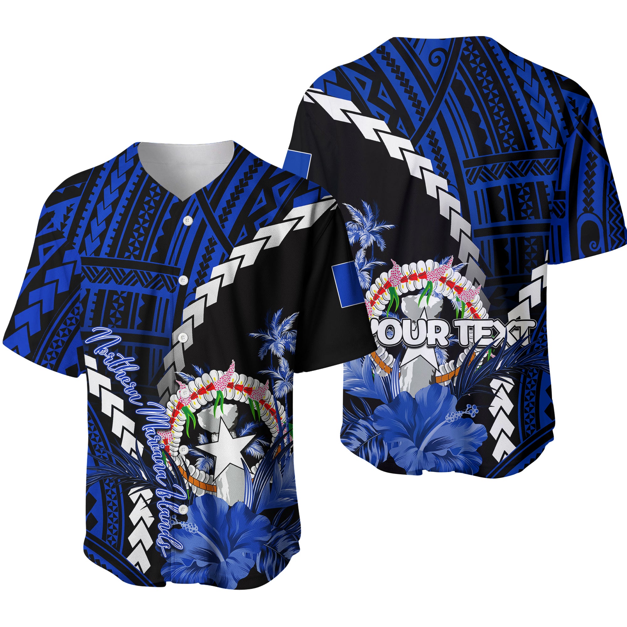 (Custom Personalised)Northern Mariana Islands Baseball Jersey Polynesian Style Blue Color LT6 Unisex Blue - Polynesian Pride