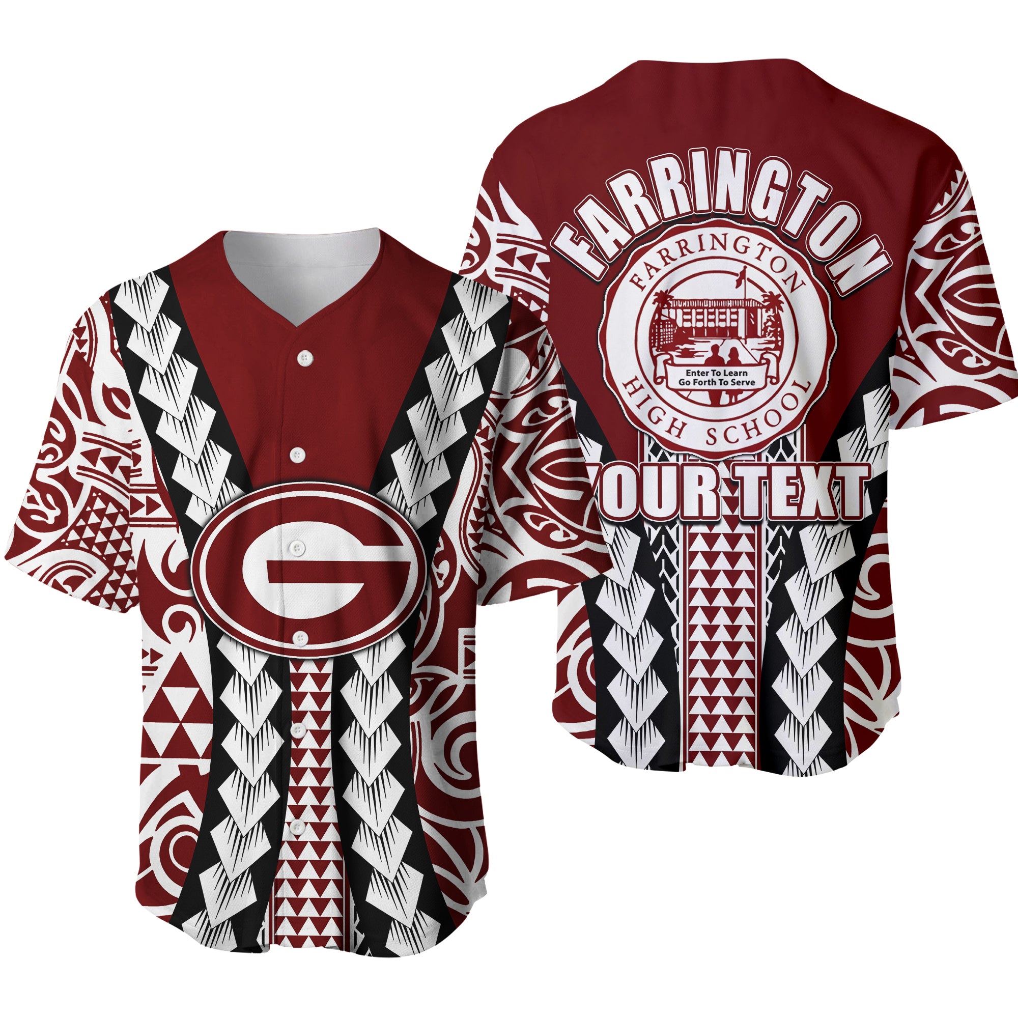 (Custom Personalised)Hawaii Farrington High School Baseball jersey No.2 LT6 Maroon - Polynesian Pride