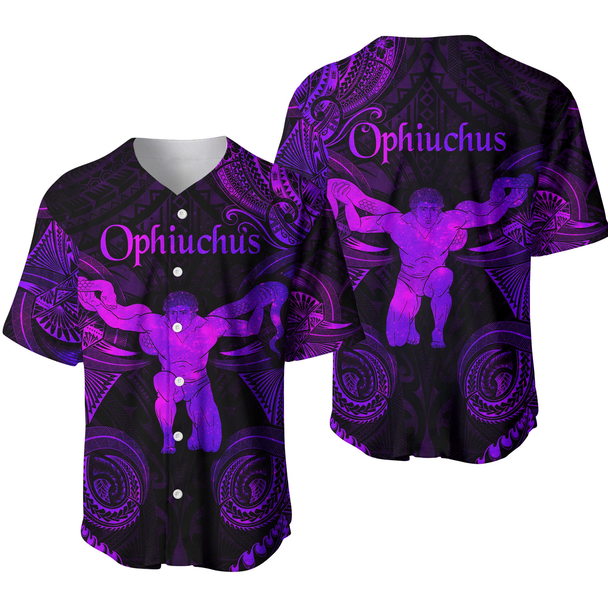 Ophiuchus Zodiac Polynesian Baseball Jersey Unique Style - Purple LT8 - Polynesian Pride